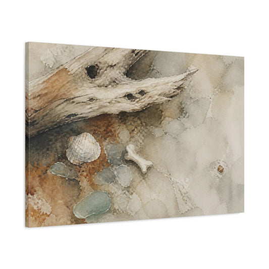 Main Mockup. Wabi Sabi Driftwood Study shown as canvas print