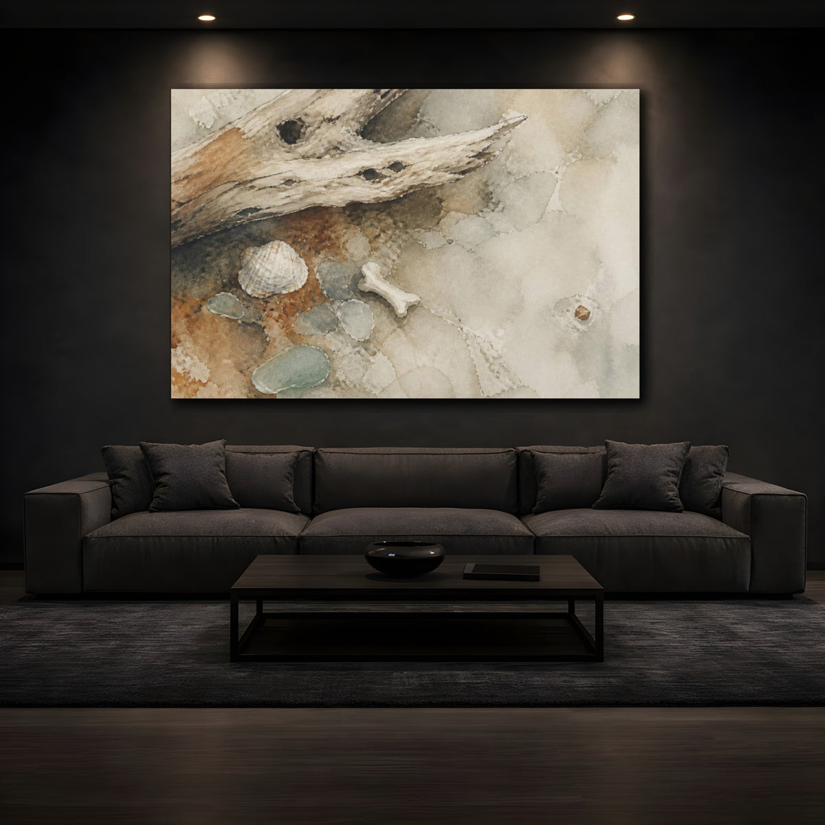 Mockup 3. Wabi Sabi Driftwood Study shown as canvas print