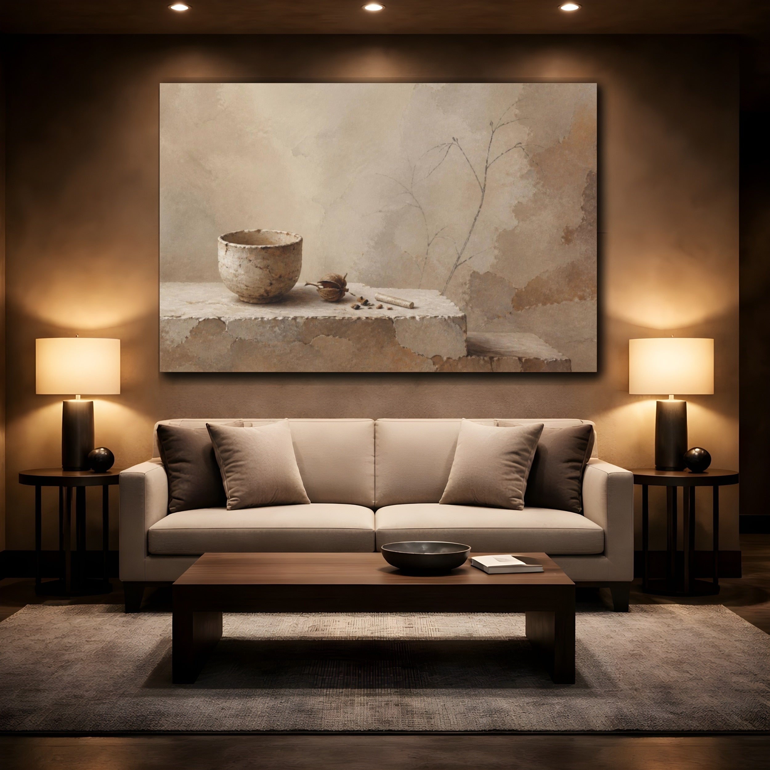 Mockup 2. Wabi Sabi Earthen Cup shown as canvas print