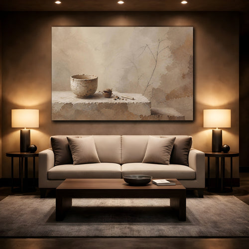 Mockup 2. Wabi Sabi Earthen Cup shown as canvas print
