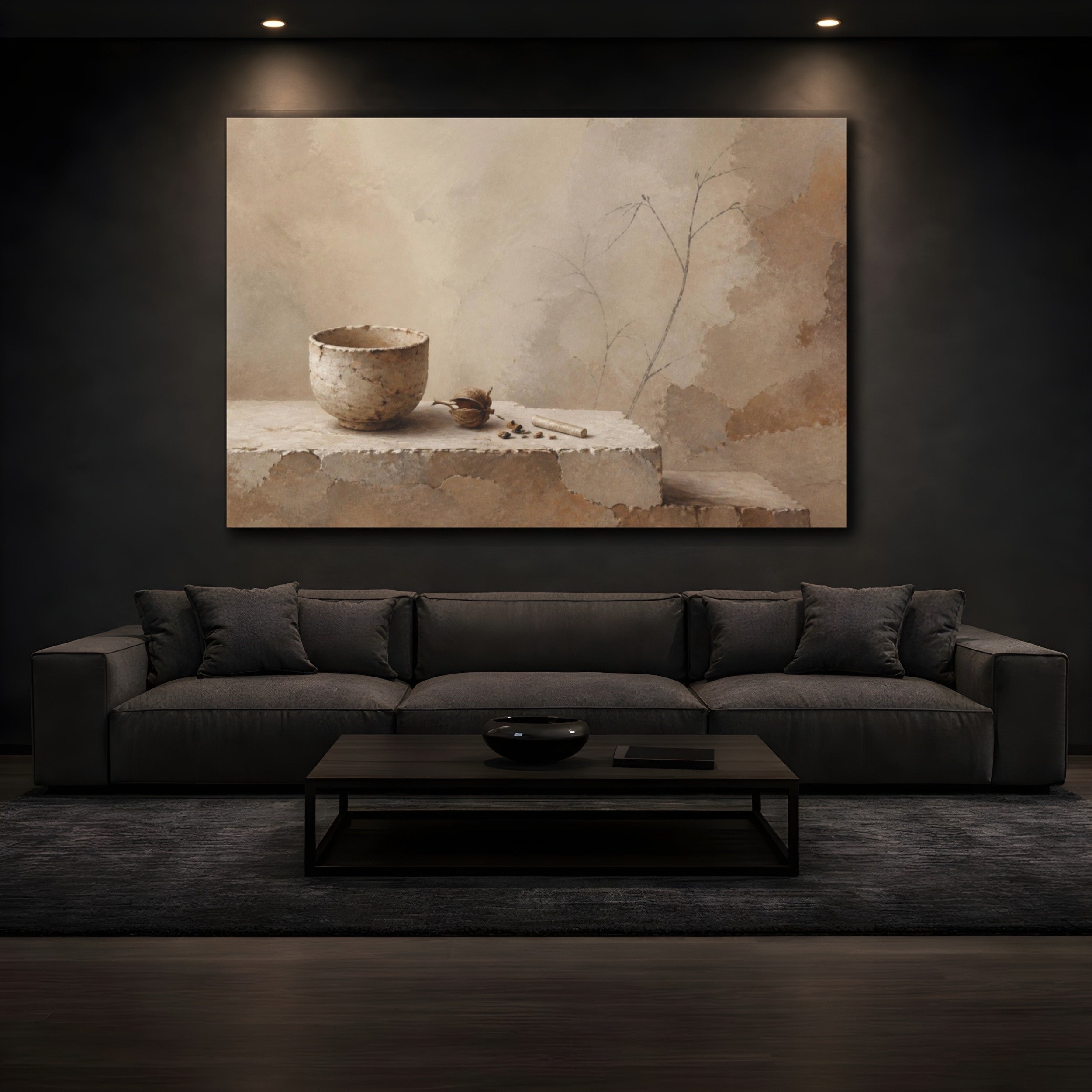 Mockup 3. Wabi Sabi Earthen Cup shown as canvas print
