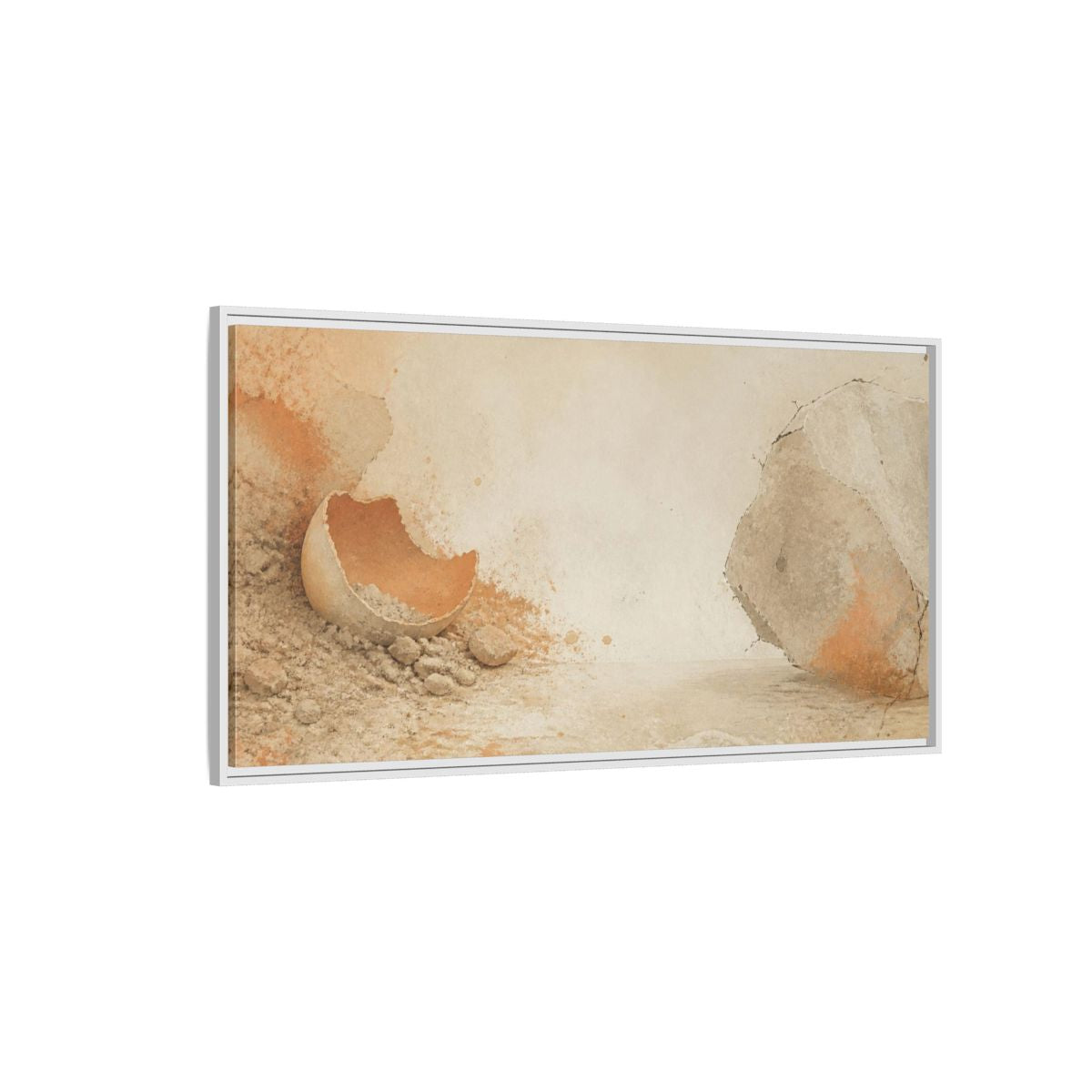Side Mockup 3. Wabi Sabi Eggshell Still Life shown as framed canvas print