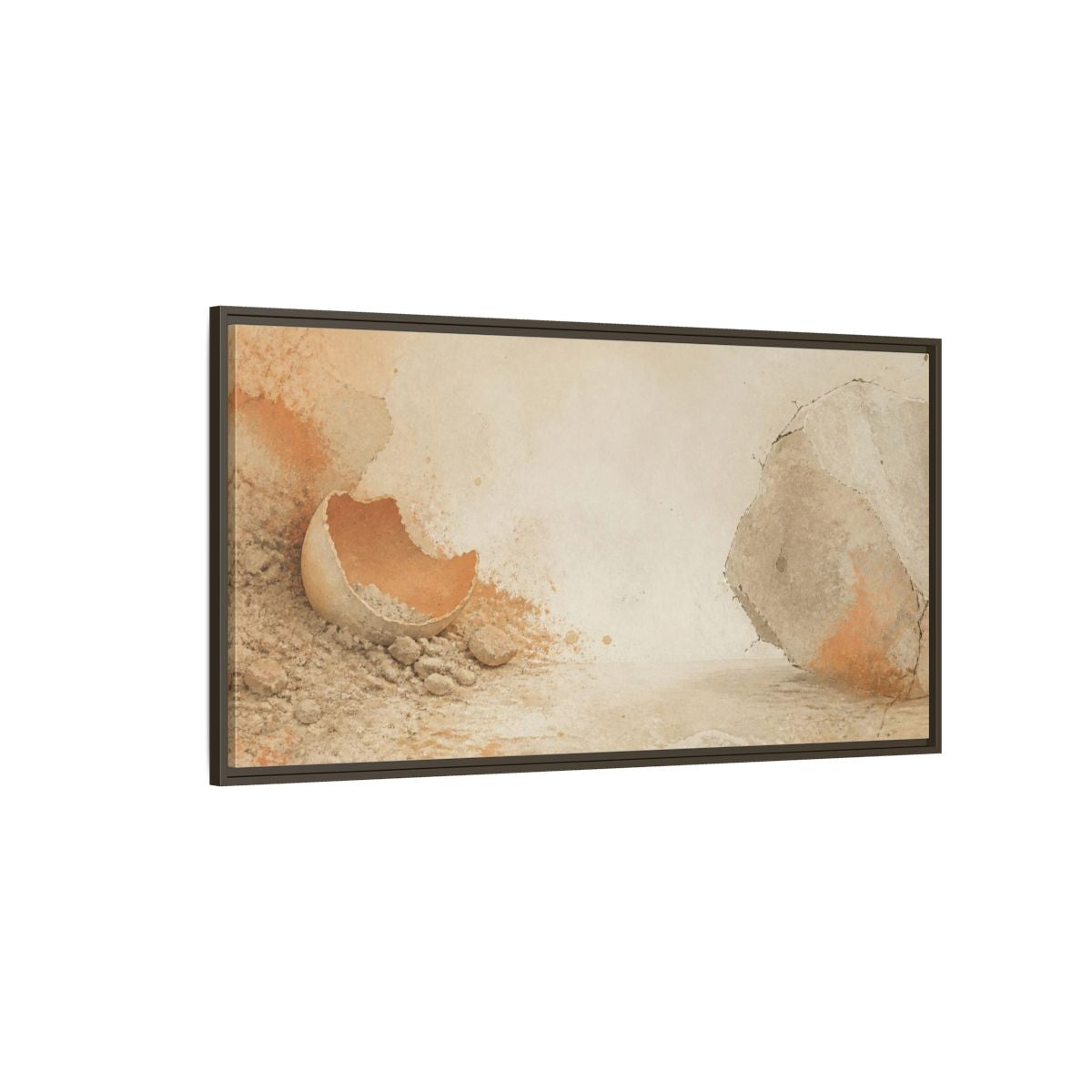 Side Mockup 4. Wabi Sabi Eggshell Still Life shown as framed canvas print