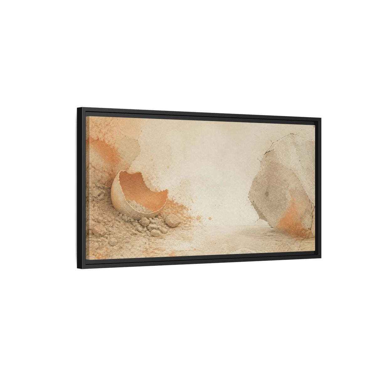 Side Mockup 2. Wabi Sabi Eggshell Still Life shown as framed canvas print