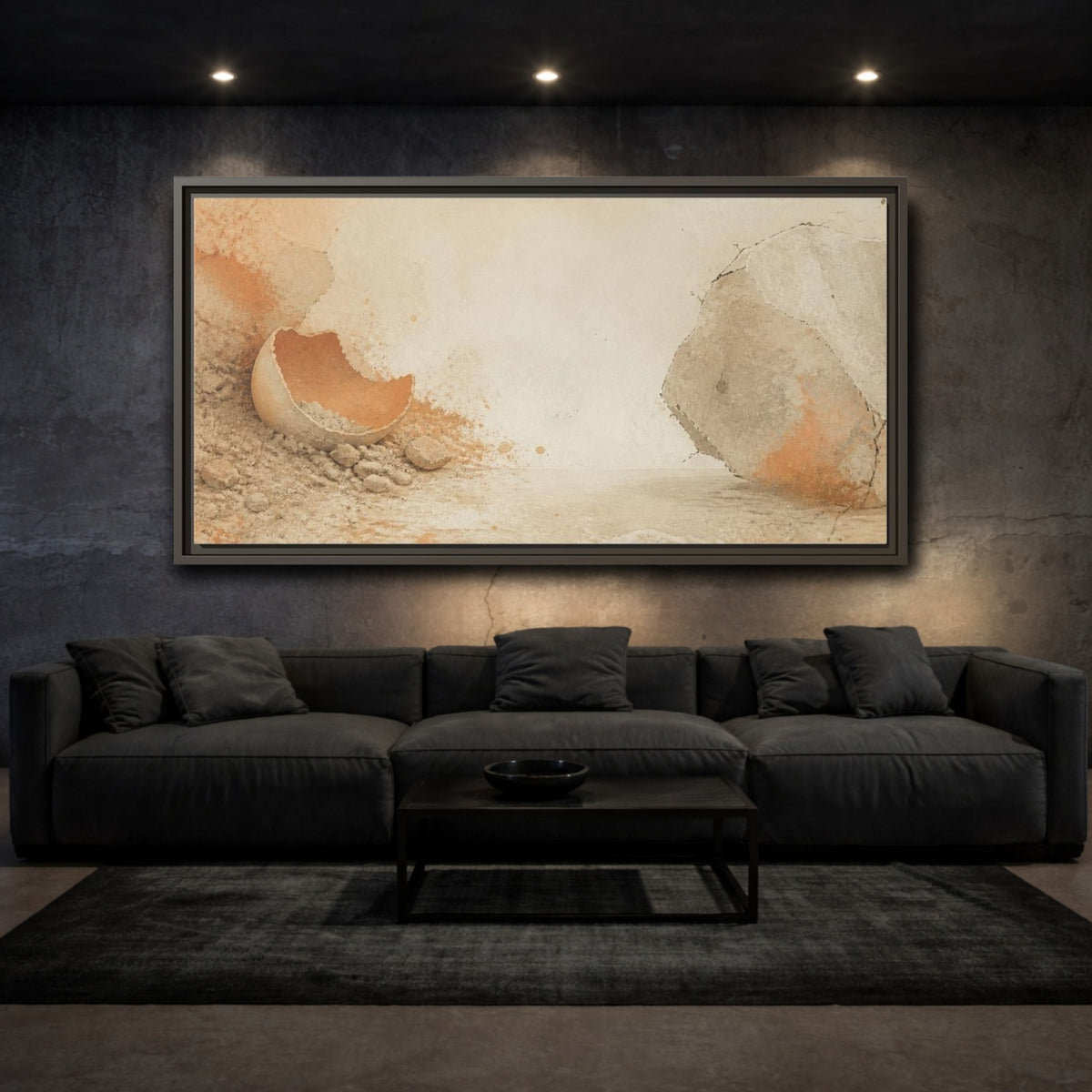 Mockup 3. Wabi Sabi Eggshell Still Life shown as framed canvas print