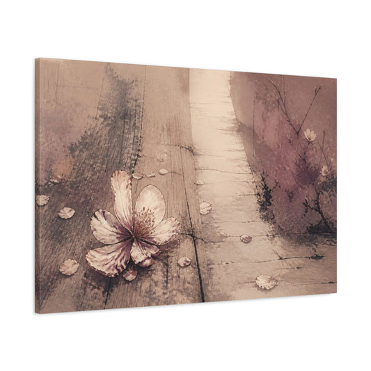 Main Mockup. Wabi Sabi Fallen Blossom shown as canvas print