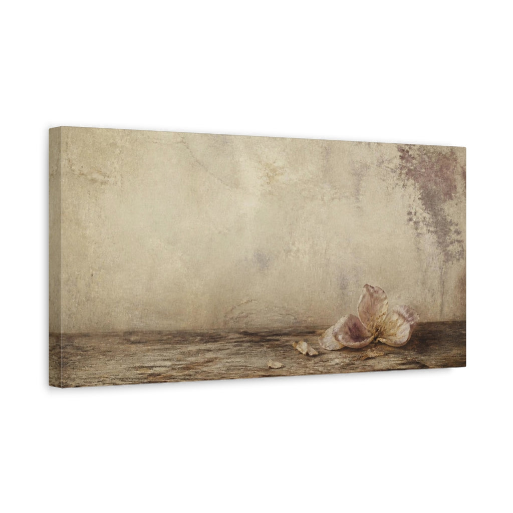 Side Mockup 3. Wabi Sabi Fallen Blossom shown as canvas print