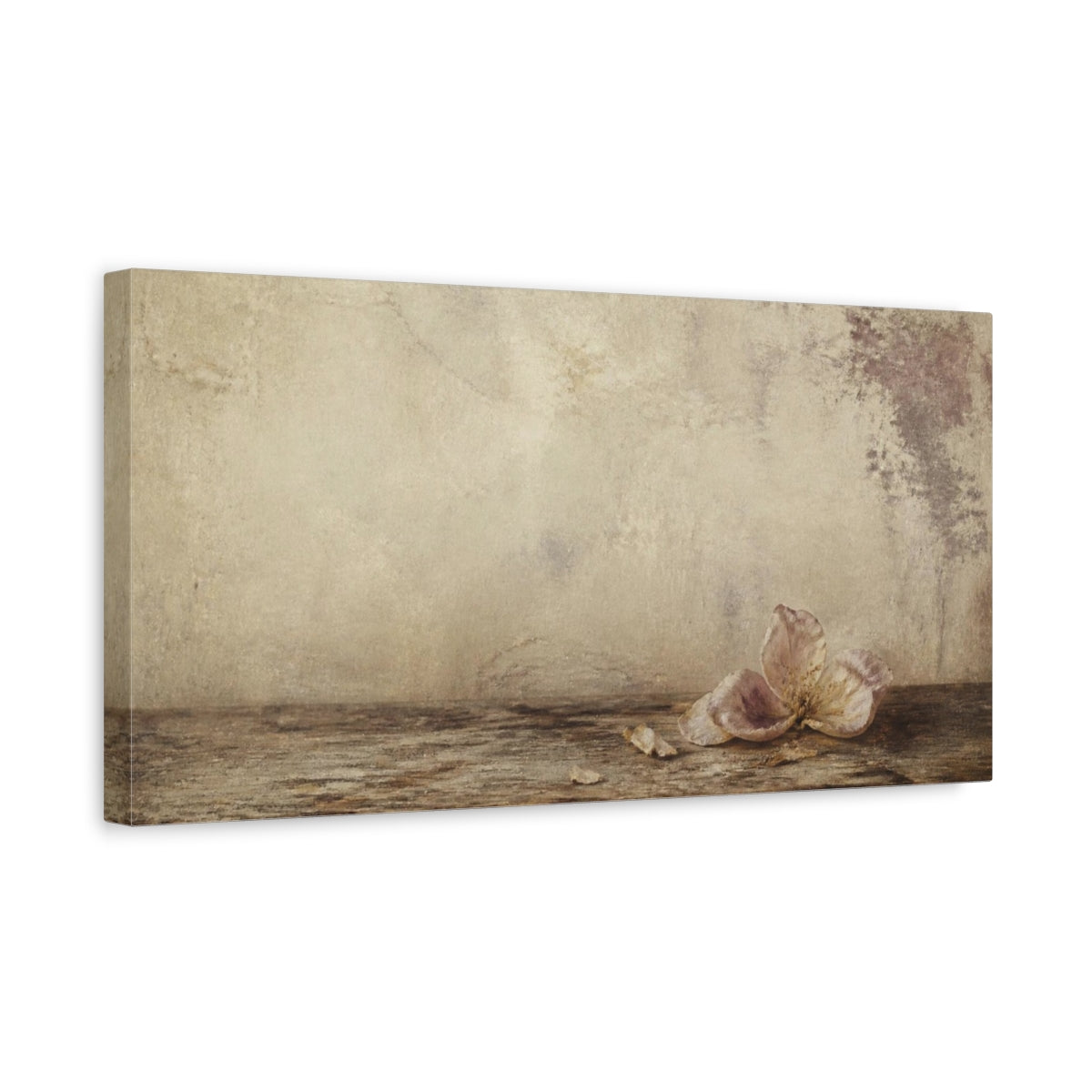 Side Mockup 3. Wabi Sabi Fallen Blossom shown as canvas print