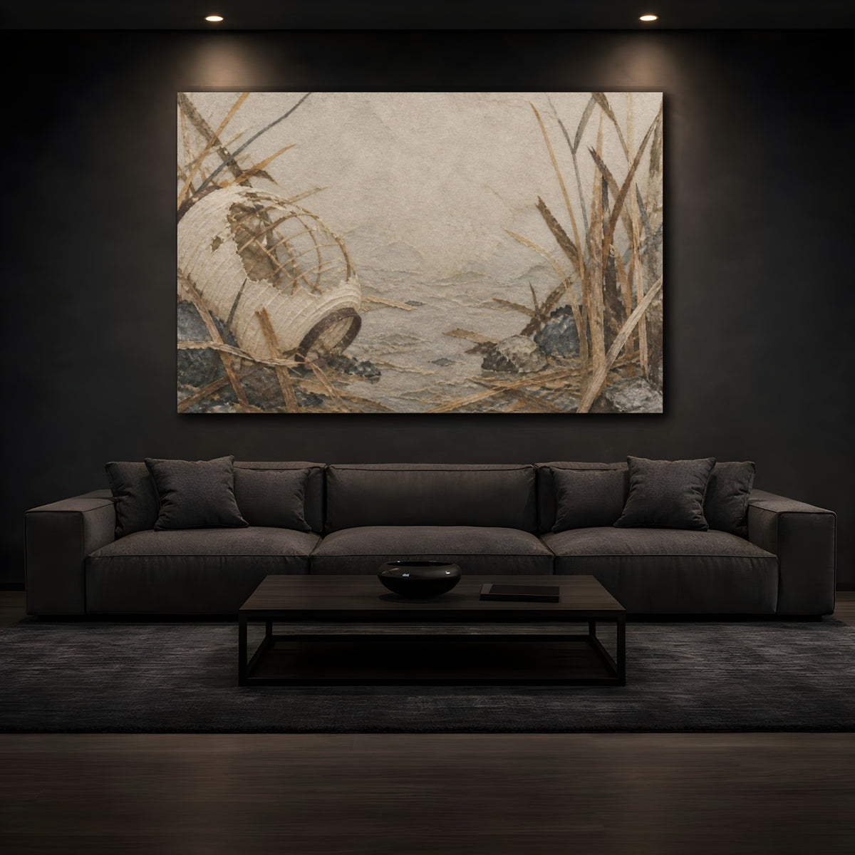 Mockup 3. Wabi Sabi Fallen Lantern shown as canvas print