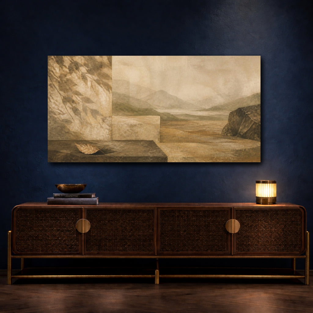 Mockup 4. Wabi Sabi Fallen Leaf shown as canvas print