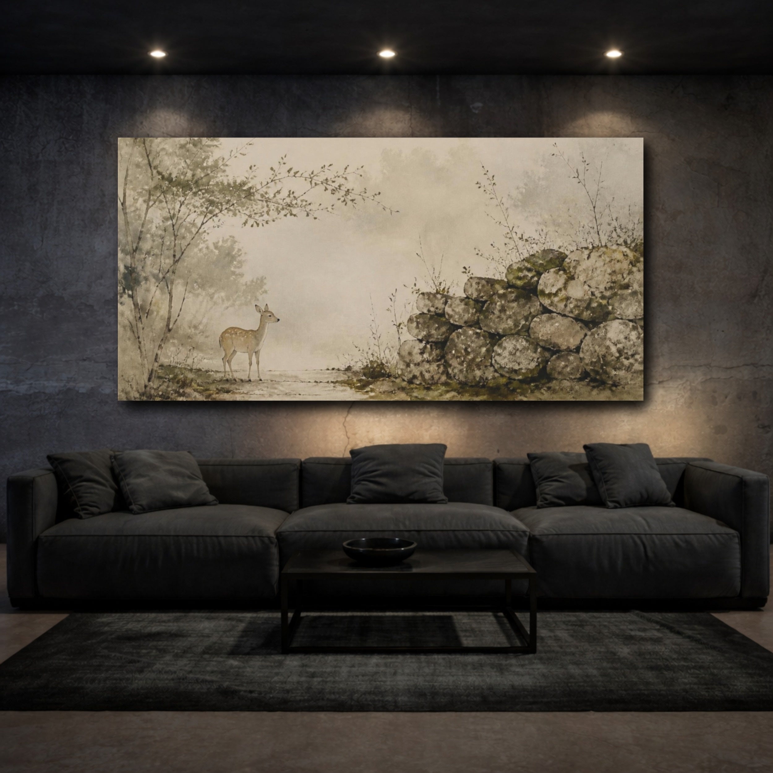 Mockup 3. Wabi Sabi Fawn By Wall shown as canvas print
