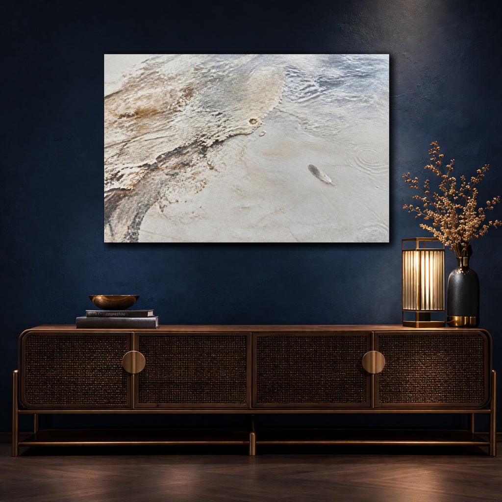 Mockup 4. Wabi Sabi Feather shown as canvas print