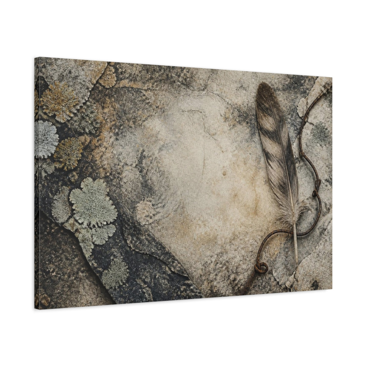 Main Mockup. Wabi Sabi Feather Study shown as canvas print