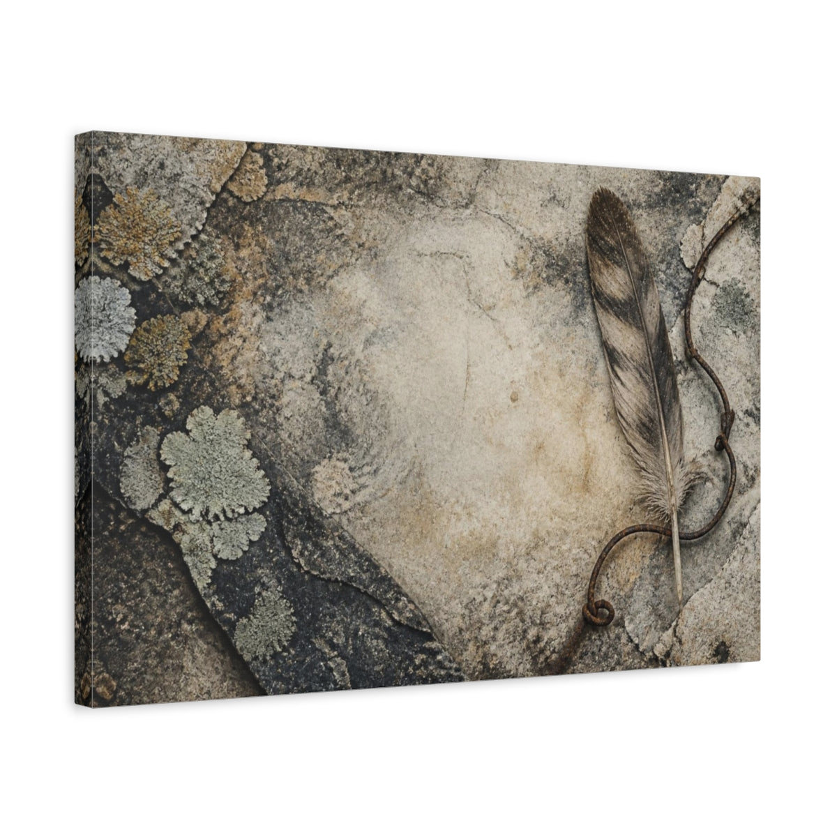 Side Mockup 3. Wabi Sabi Feather Study shown as canvas print
