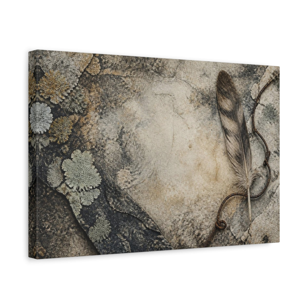 Side Mockup 4. Wabi Sabi Feather Study shown as canvas print