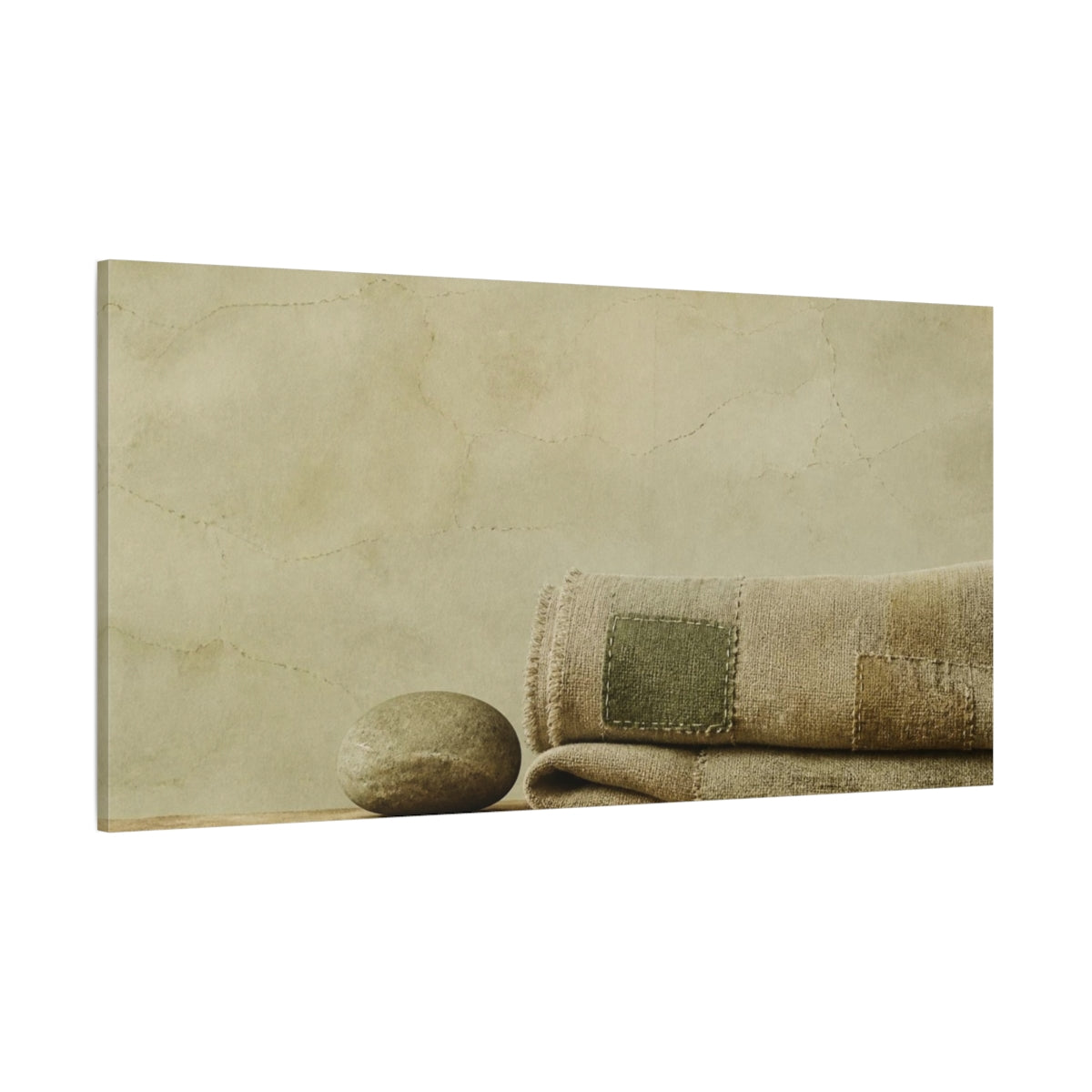 Side Mockup 2. Wabi Sabi Folded Linen & Stone shown as canvas print