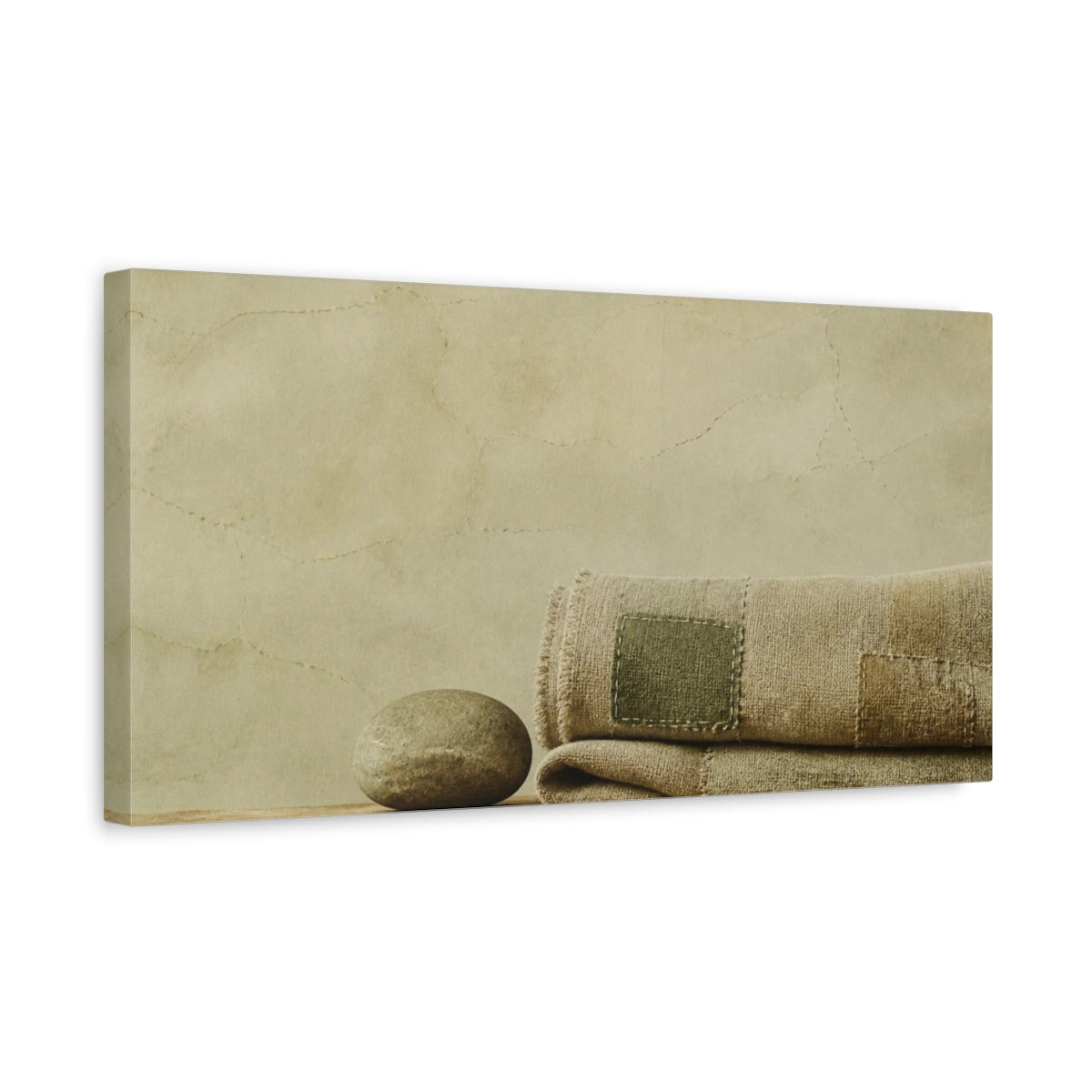 Side Mockup 3. Wabi Sabi Folded Linen & Stone shown as canvas print