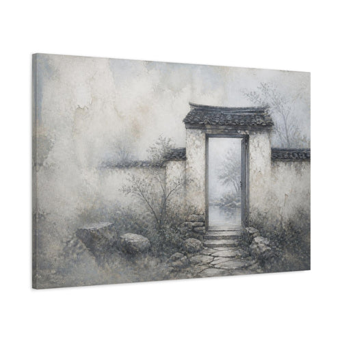Main Mockup. Wabi Sabi Garden Gate shown as canvas print