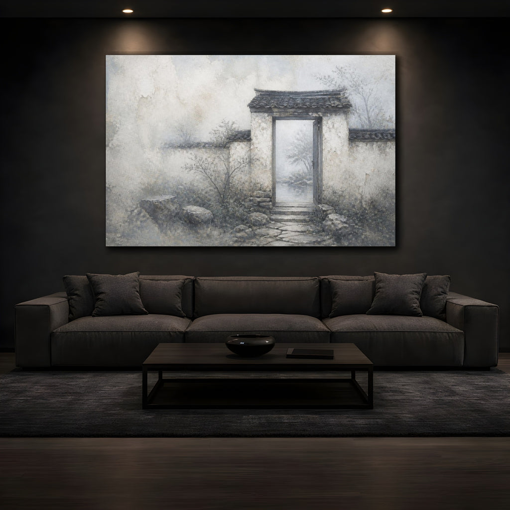 Mockup 3. Wabi Sabi Garden Gate shown as canvas print