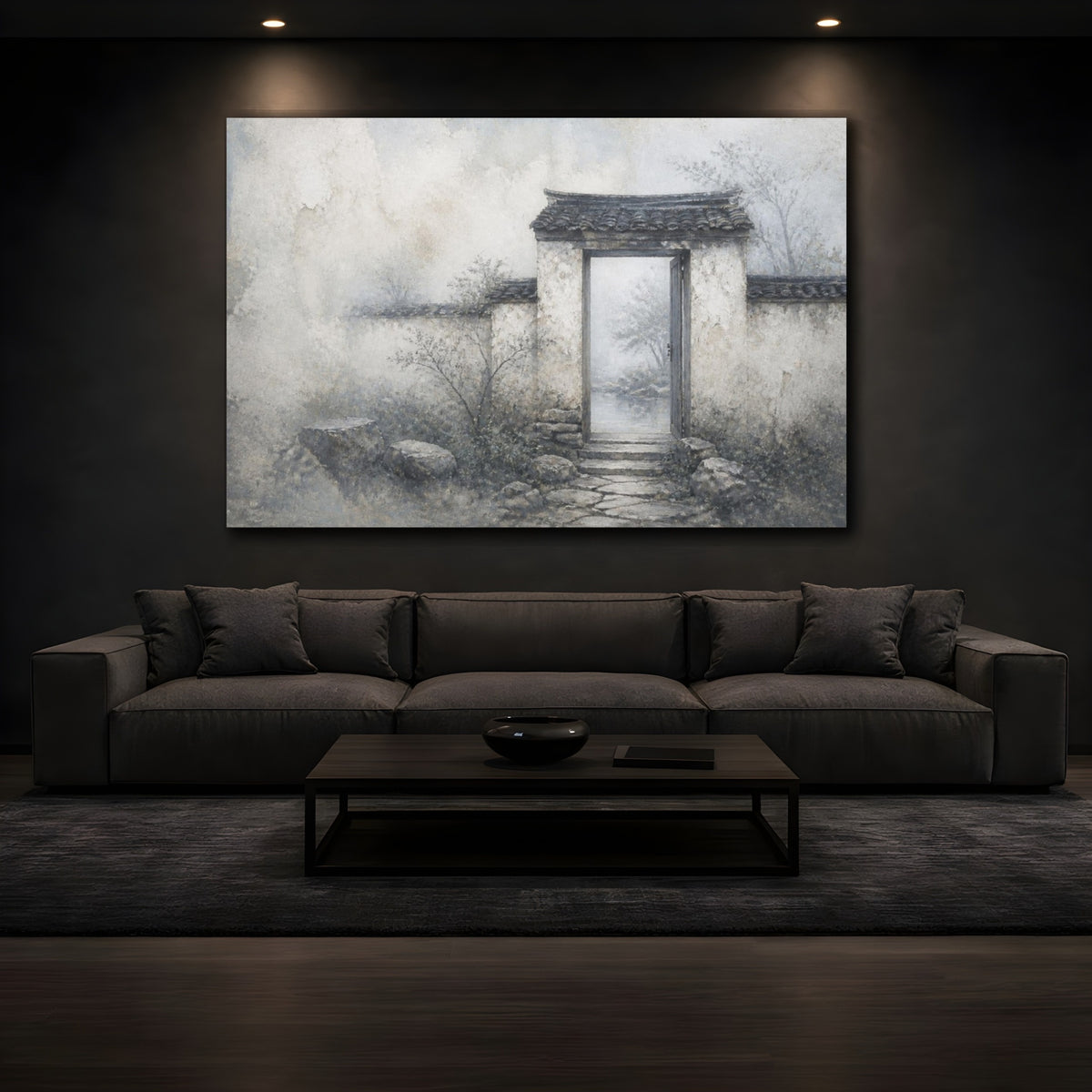 Mockup 3. Wabi Sabi Garden Gate shown as canvas print