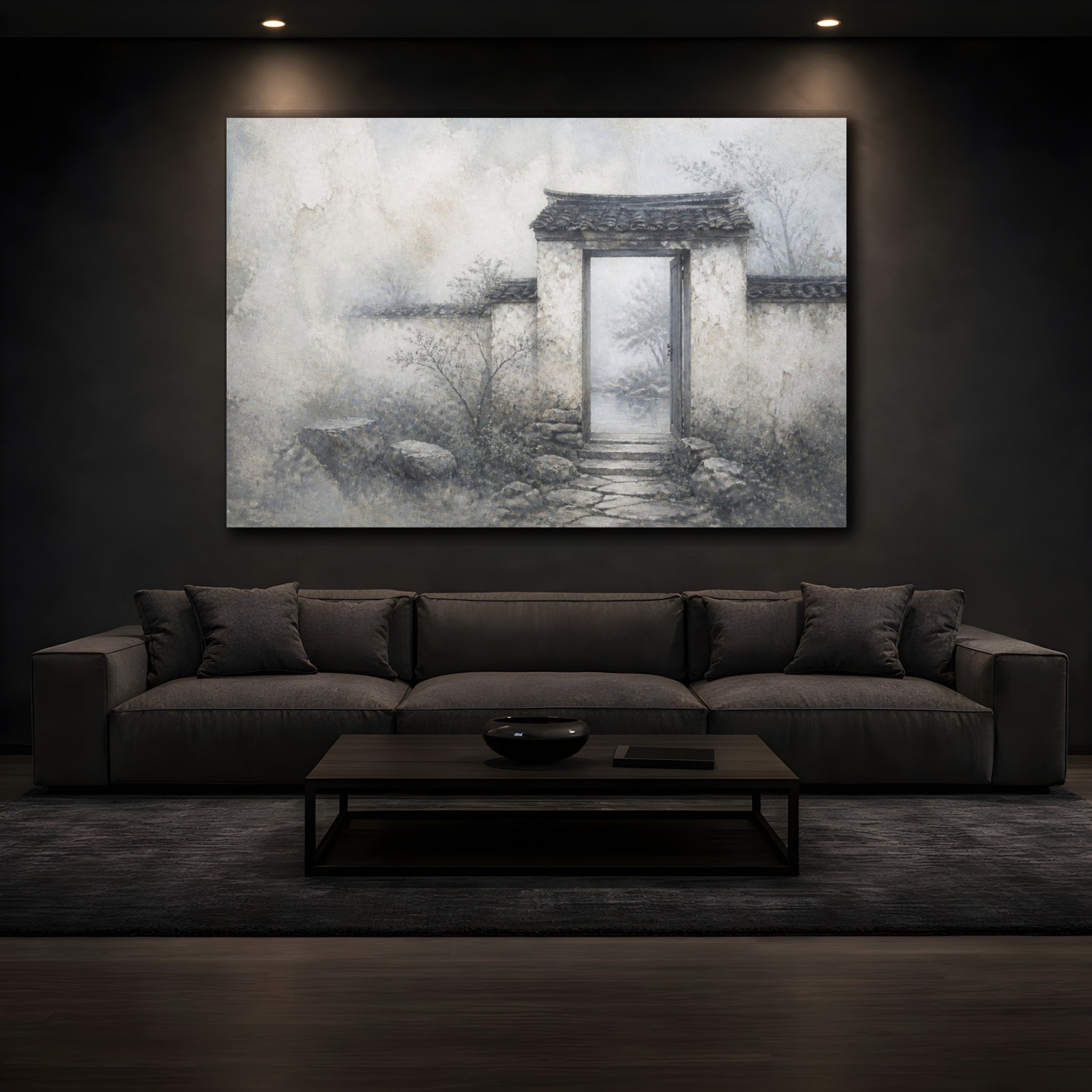 Mockup 3. Wabi Sabi Garden Gate shown as canvas print