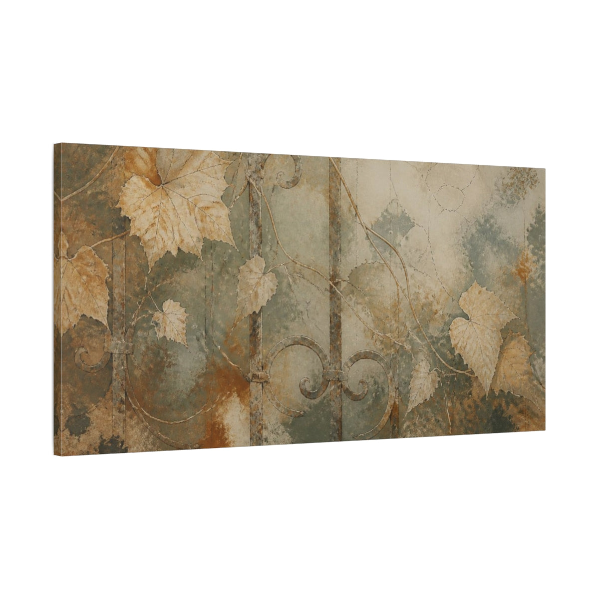 Main Mockup. Wabi Sabi Garden Leaves shown as canvas print