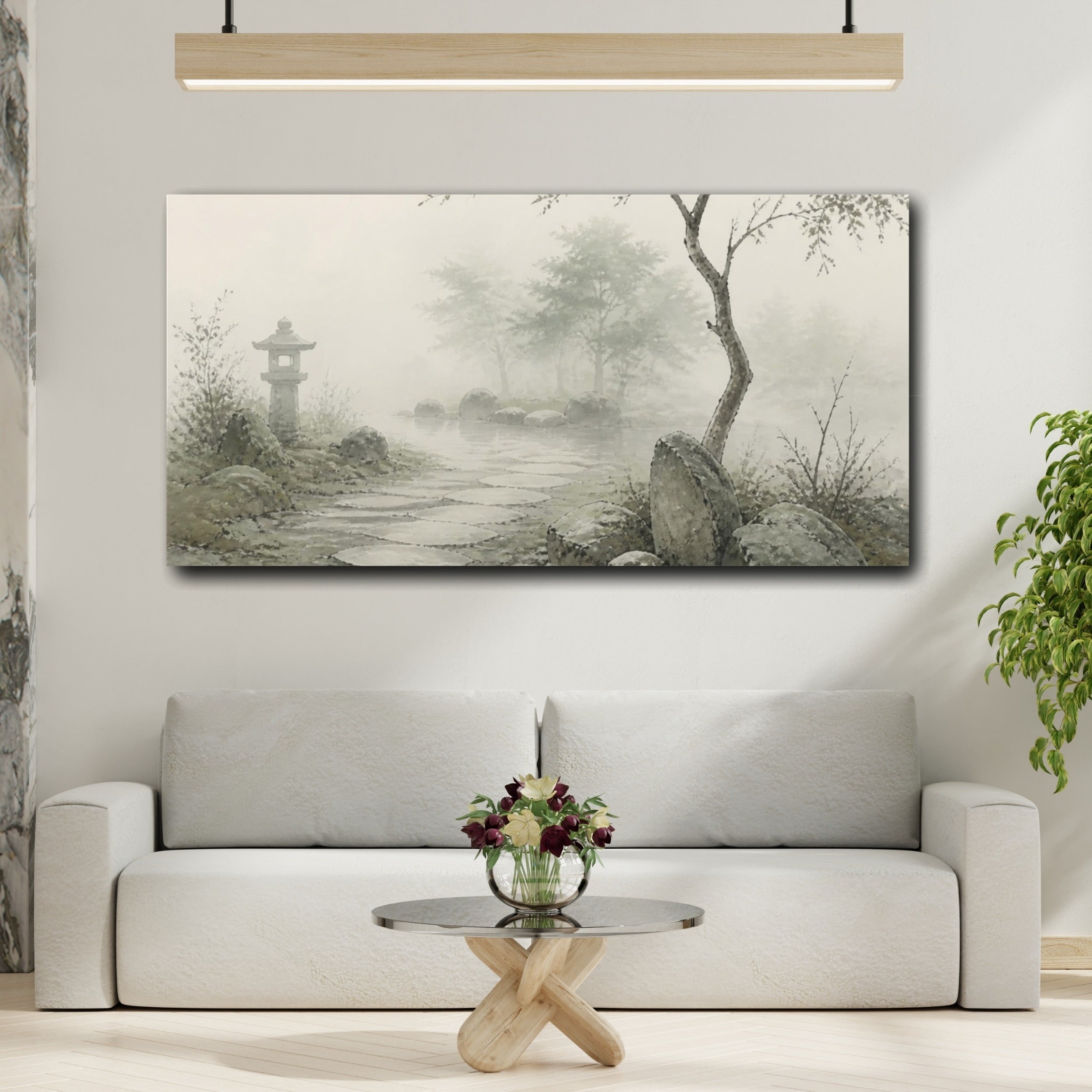 Mockup 2. Wabi Sabi Garden Path shown as canvas print