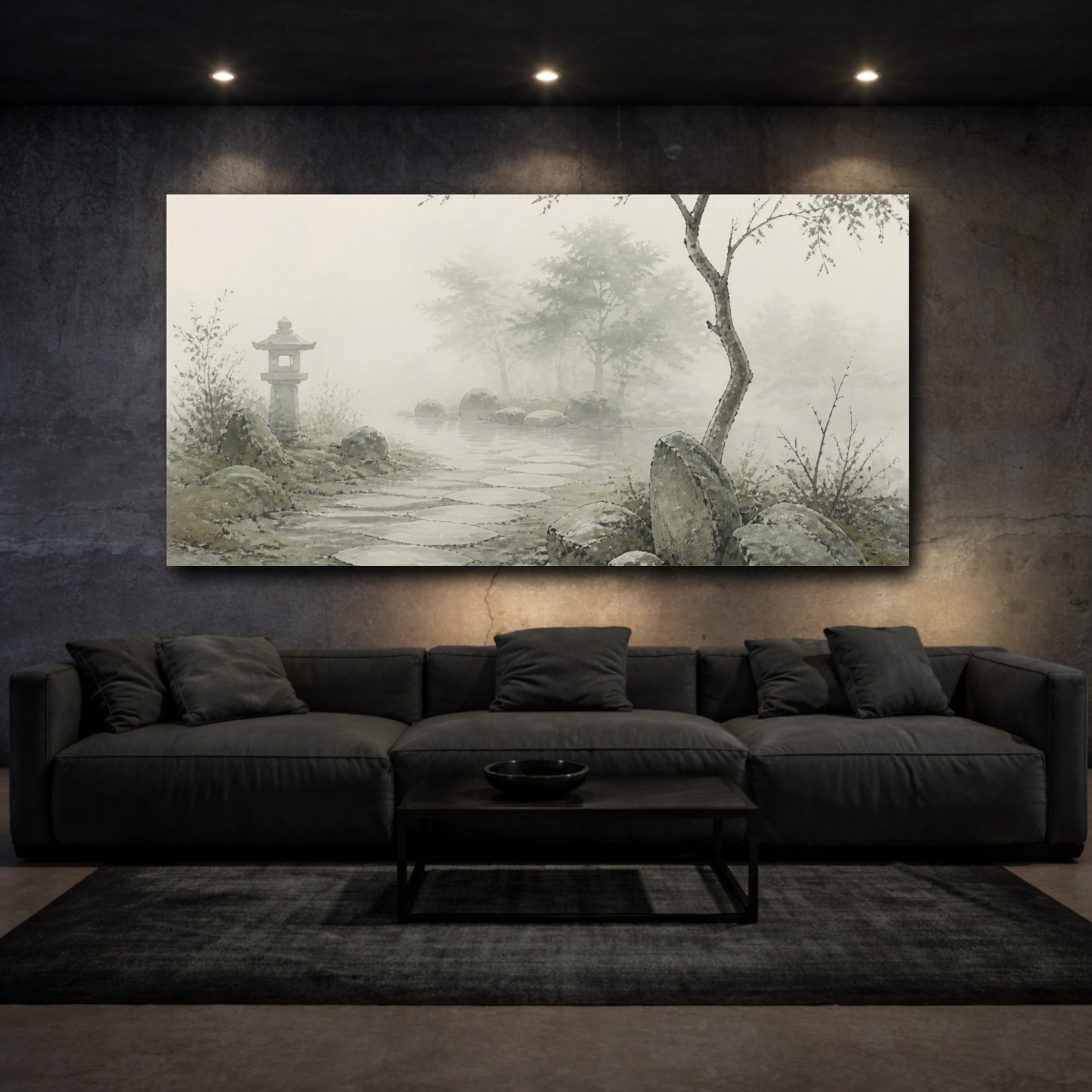 Mockup 3. Wabi Sabi Garden Path shown as canvas print