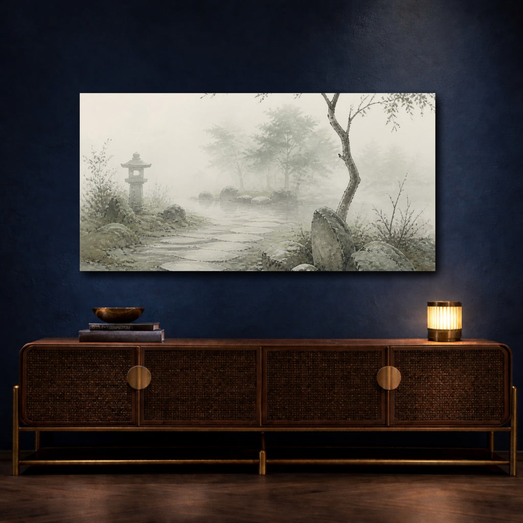 Mockup 4. Wabi Sabi Garden Path shown as canvas print