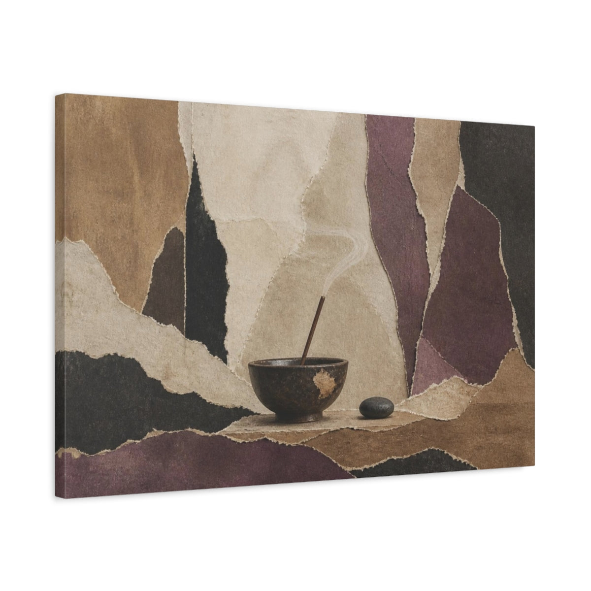 Side Mockup 2. Wabi Sabi Incense Bowl shown as canvas print