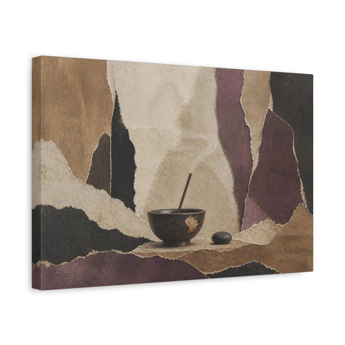 Side Mockup 4. Wabi Sabi Incense Bowl shown as canvas print