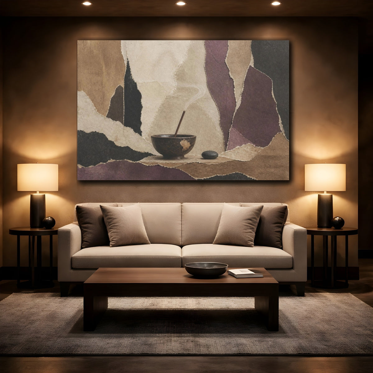 Mockup 2. Wabi Sabi Incense Bowl shown as canvas print
