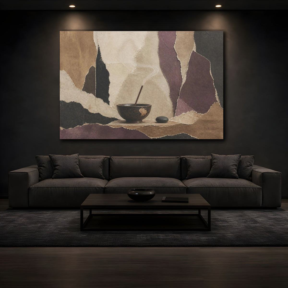 Mockup 3. Wabi Sabi Incense Bowl shown as canvas print