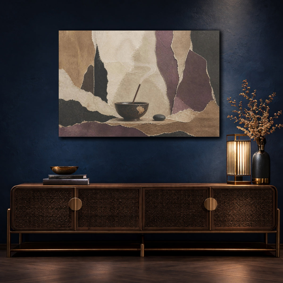 Mockup 4. Wabi Sabi Incense Bowl shown as canvas print