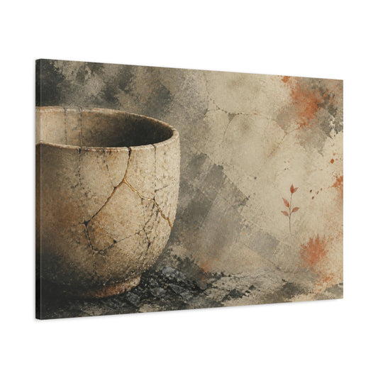 Main Mockup. Wabi Sabi Kintsugi Bowl shown as canvas print