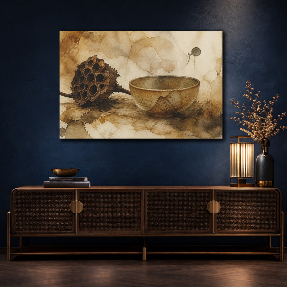 Mockup 4. Wabi Sabi Kintsugi Bowl shown as canvas print