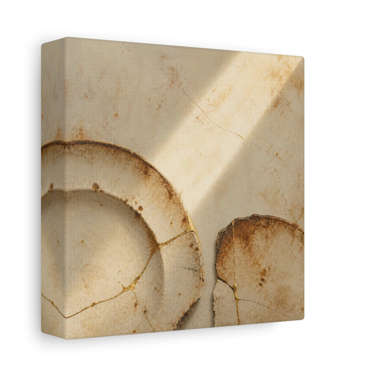 Side Mockup 2. Wabi Sabi Kintsugi Plate shown as canvas print