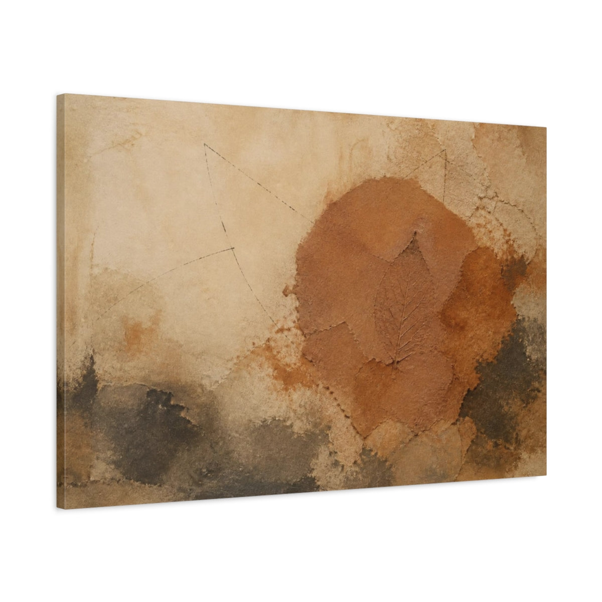 Main Mockup. Wabi Sabi Leaf Imprint shown as canvas print