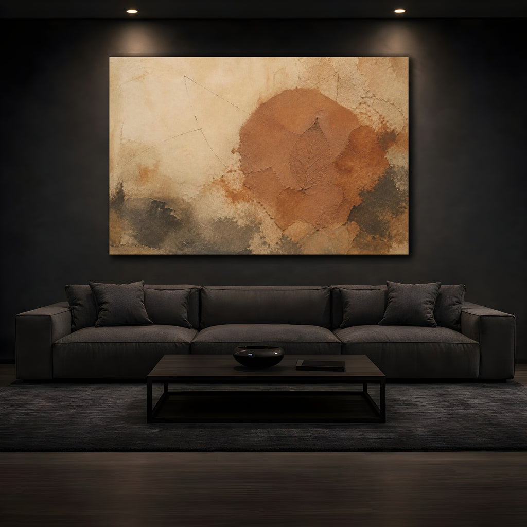 Mockup 3. Wabi Sabi Leaf Imprint shown as canvas print