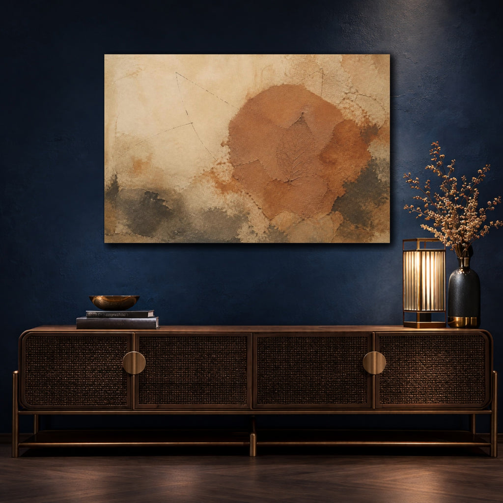 Mockup 4. Wabi Sabi Leaf Imprint shown as canvas print