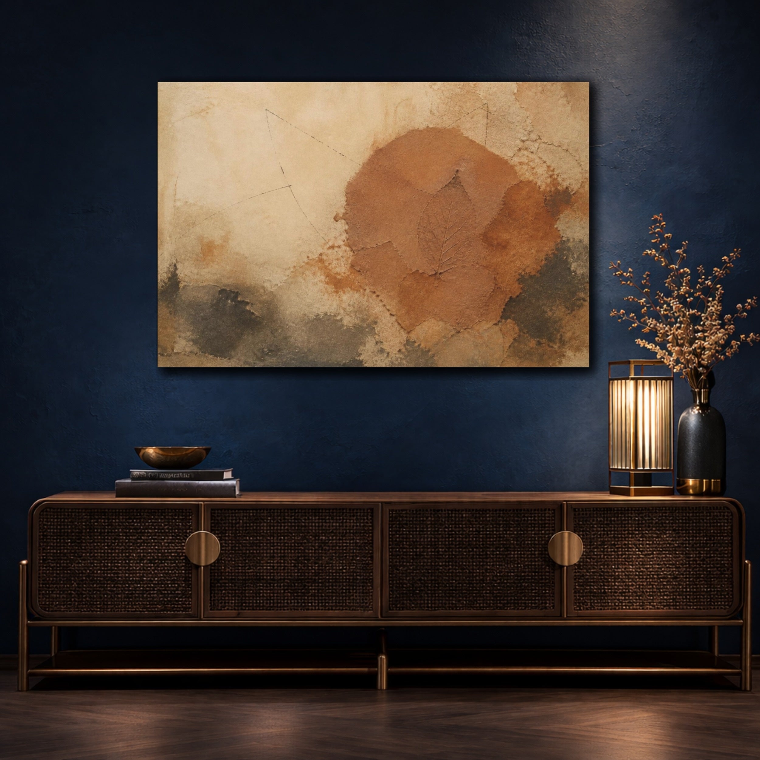 Mockup 4. Wabi Sabi Leaf Imprint shown as canvas print