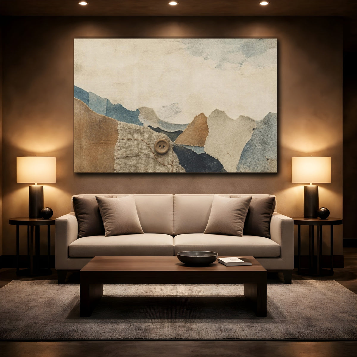 Mockup 2. Wabi Sabi Linen Collage shown as canvas print