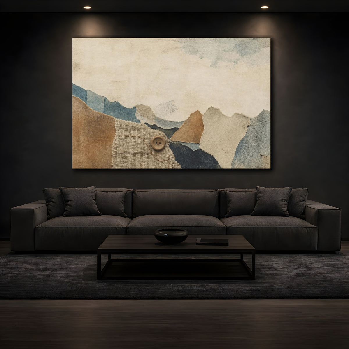 Mockup 3. Wabi Sabi Linen Collage shown as canvas print