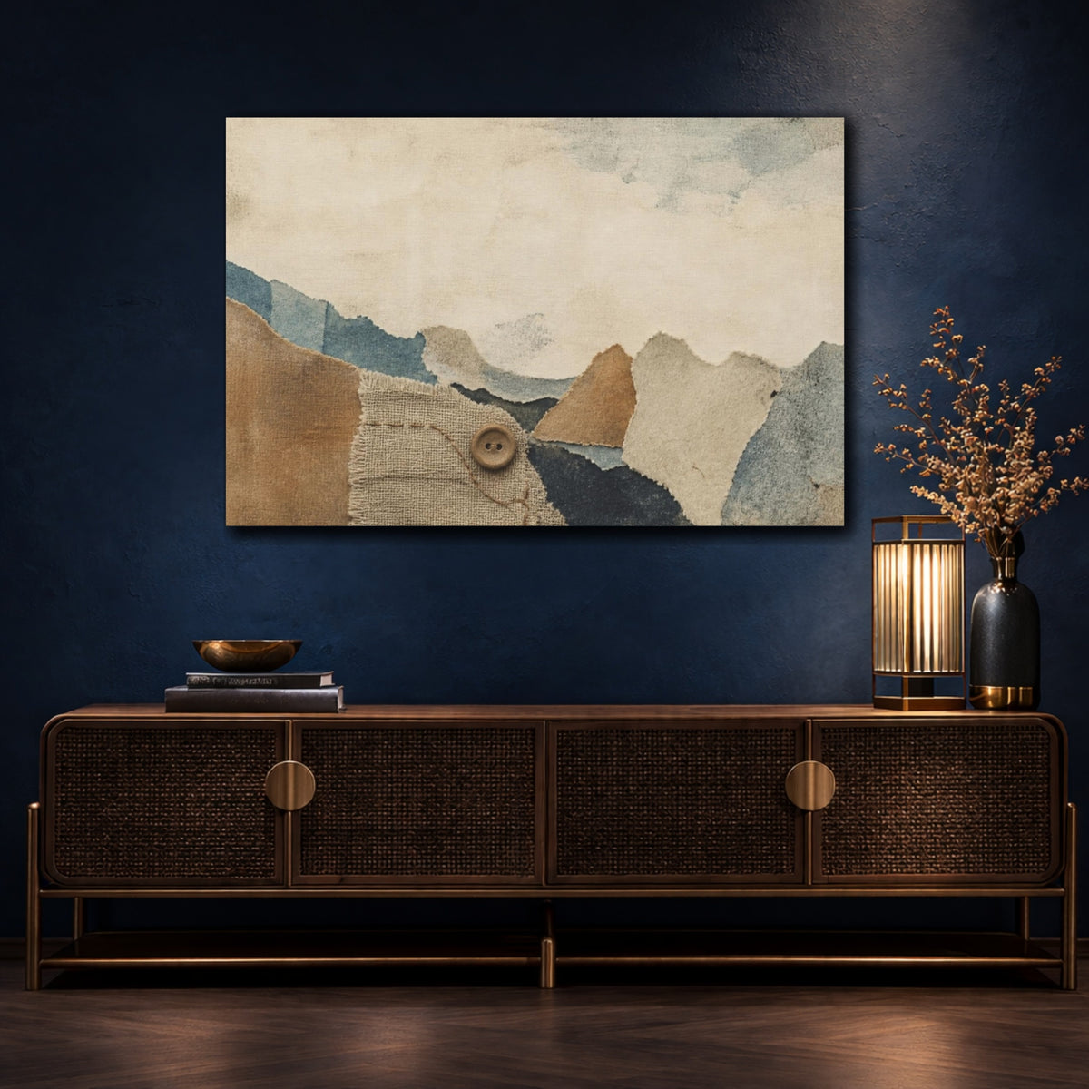 Mockup 4. Wabi Sabi Linen Collage shown as canvas print
