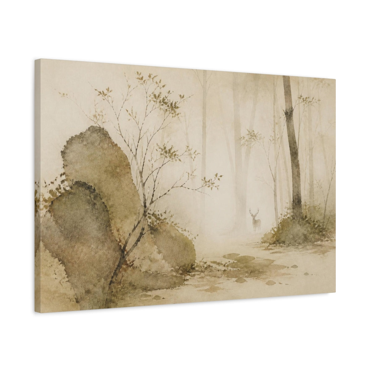 Side Mockup 2. Wabi Sabi Misty Deer shown as canvas print