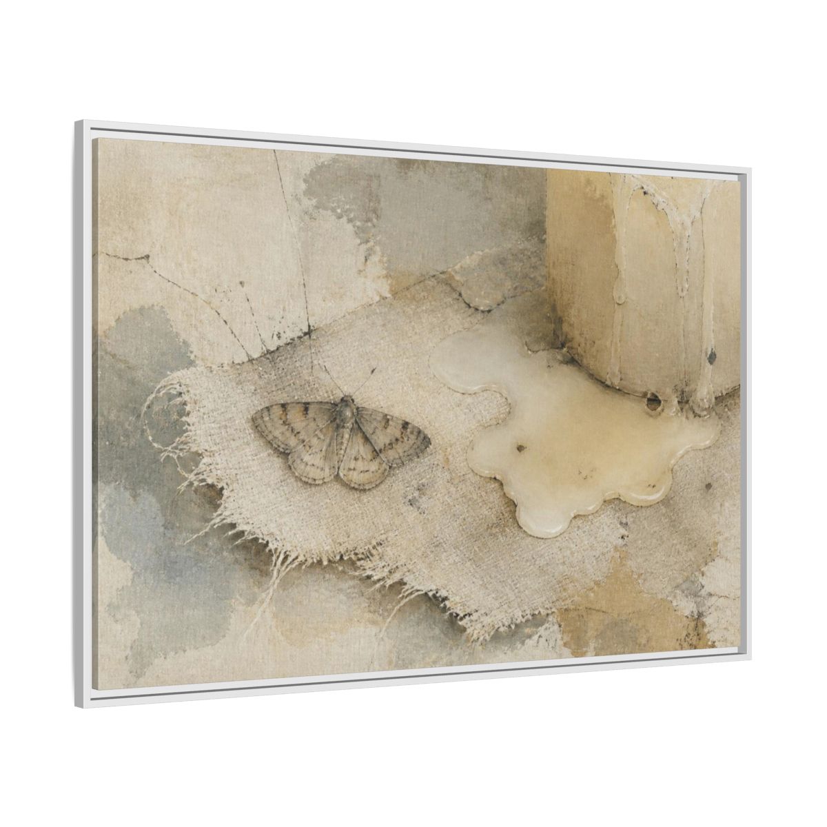 Side Mockup 7. Wabi-Sabi Moth Study shown as framed canvas print