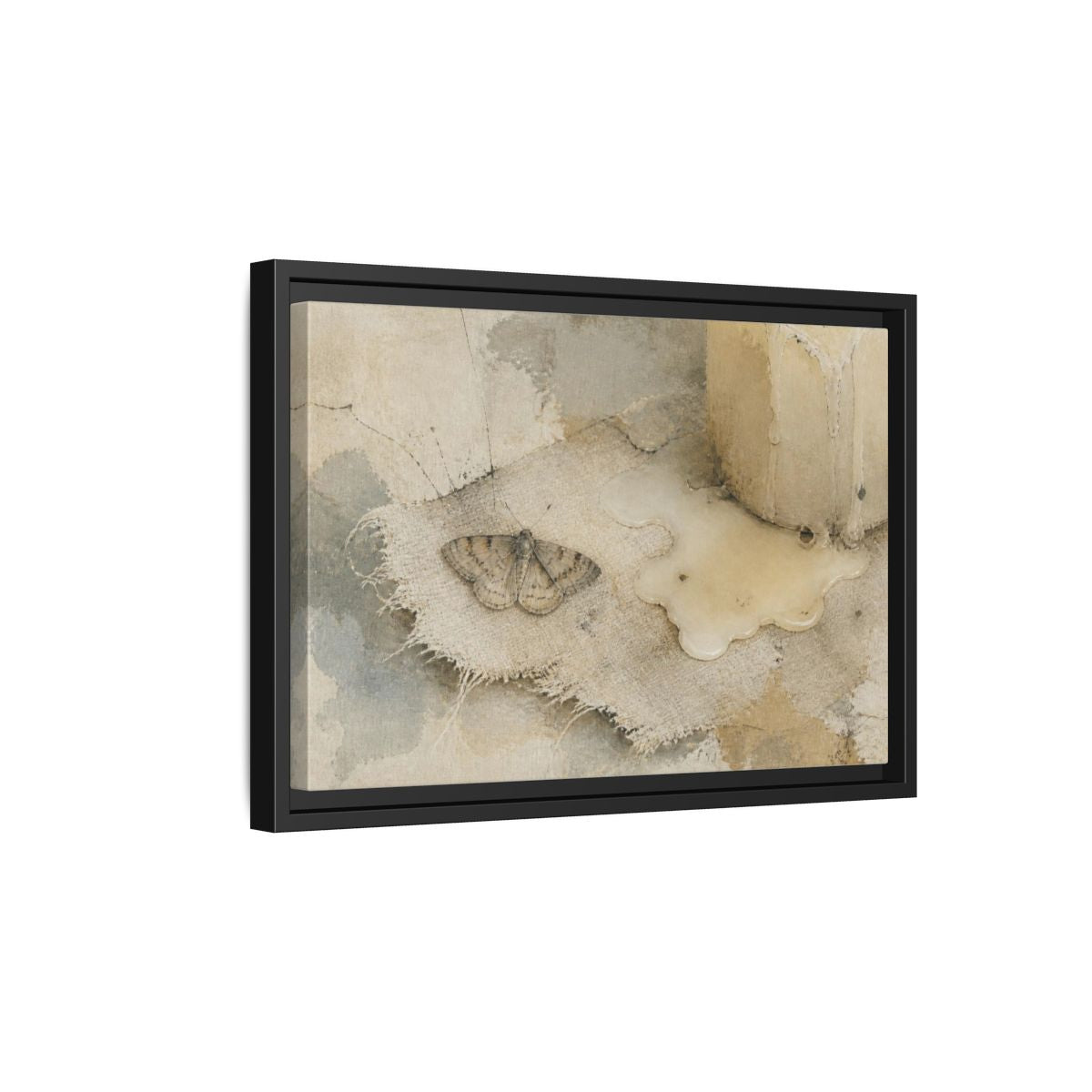 Side Mockup 6. Wabi-Sabi Moth Study shown as framed canvas print