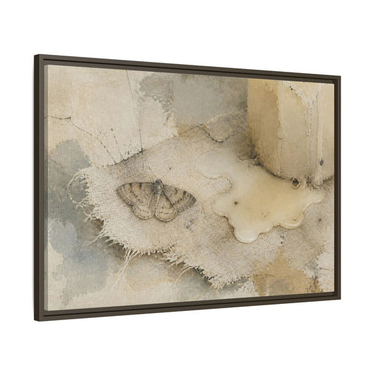 Main Mockup. Wabi-Sabi Moth Study shown as framed canvas print