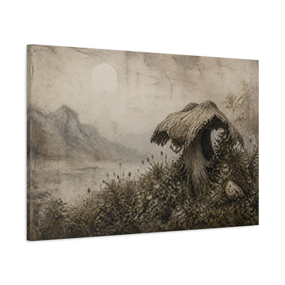 Main Mockup. Wabi Sabi Mushroom Cap shown as canvas print