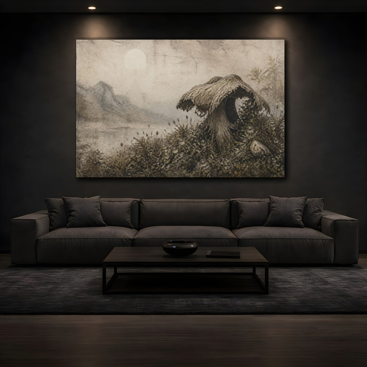 Mockup 3. Wabi Sabi Mushroom Cap shown as canvas print